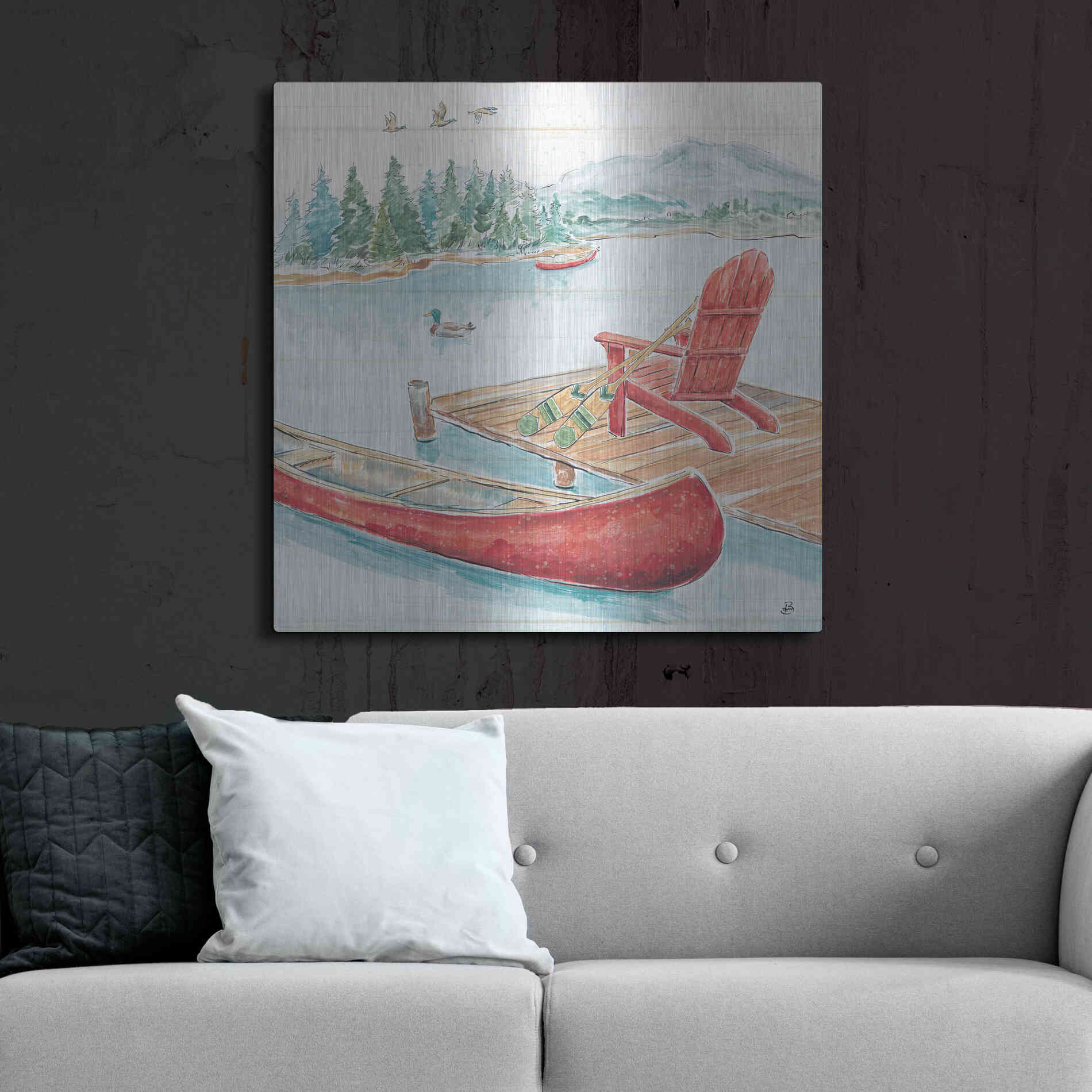 Luxe Metal Art 'Lake Moments IV' by Daphne Brissonet, Metal Wall Art,36x36