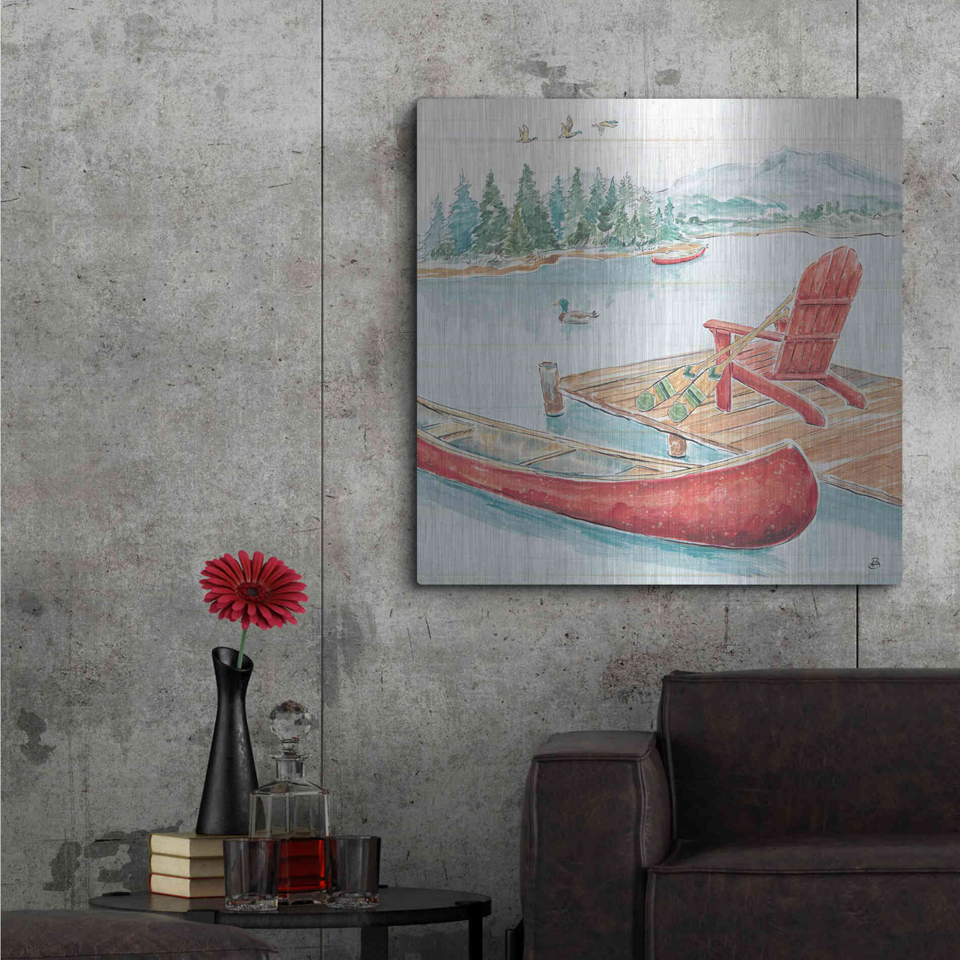 Luxe Metal Art 'Lake Moments IV' by Daphne Brissonet, Metal Wall Art,36x36