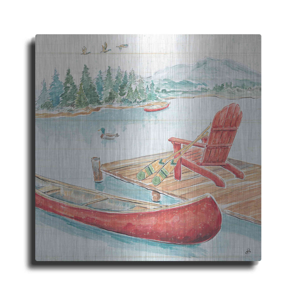 Luxe Metal Art 'Lake Moments IV' by Daphne Brissonet, Metal Wall Art