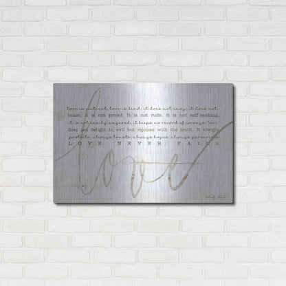 Luxe Metal Art 'Love Never Fails 4' by Cindy Jacobs, Metal Wall Art,36x24