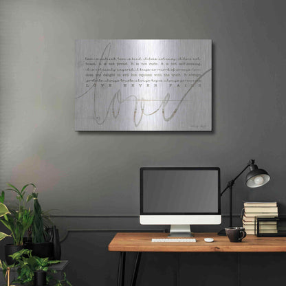 Luxe Metal Art 'Love Never Fails 4' by Cindy Jacobs, Metal Wall Art,36x24