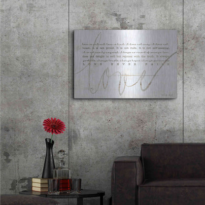 Luxe Metal Art 'Love Never Fails 4' by Cindy Jacobs, Metal Wall Art,36x24