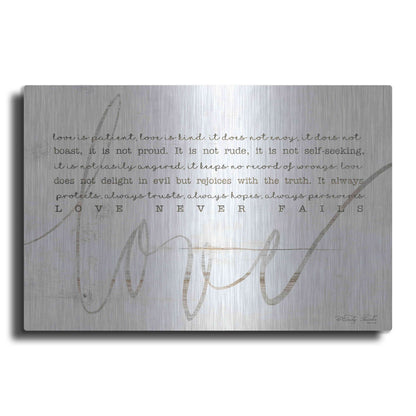 Luxe Metal Art 'Love Never Fails 4' by Cindy Jacobs, Metal Wall Art