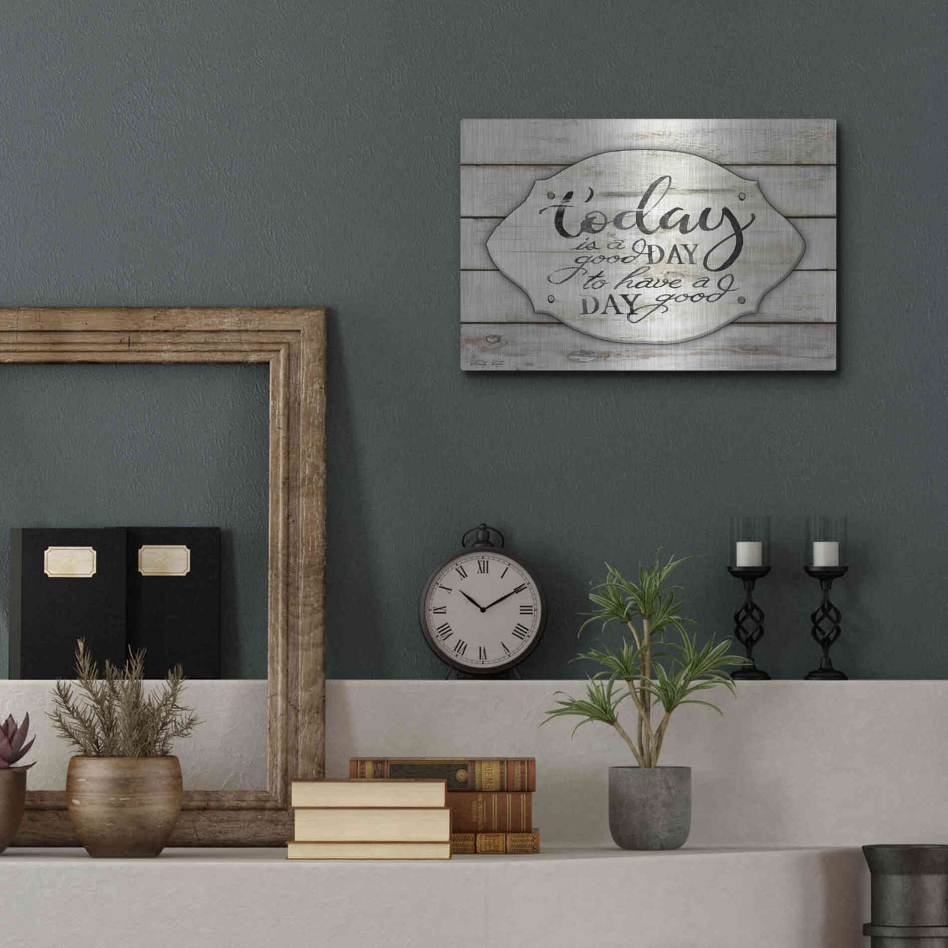 Luxe Metal Art 'Today is a Good Day' by Cindy Jacobs, Metal Wall Art,16x12