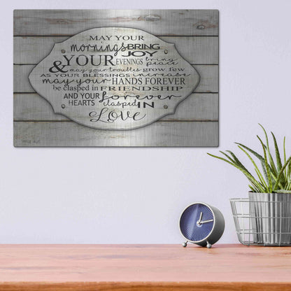 Luxe Metal Art 'May Your Morning Bring Joy' by Cindy Jacobs, Metal Wall Art,16x12