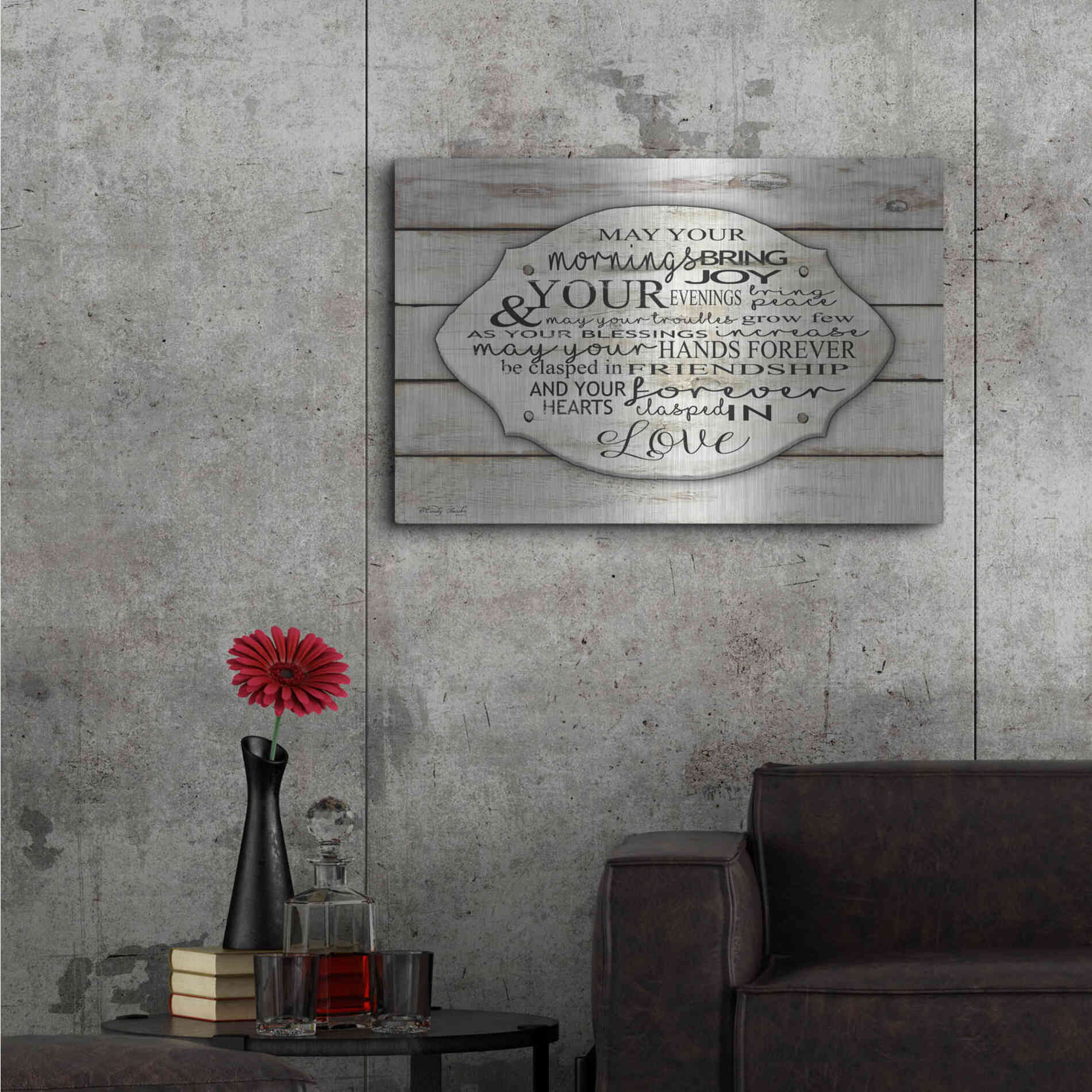 Luxe Metal Art 'May Your Morning Bring Joy' by Cindy Jacobs, Metal Wall Art,36x24