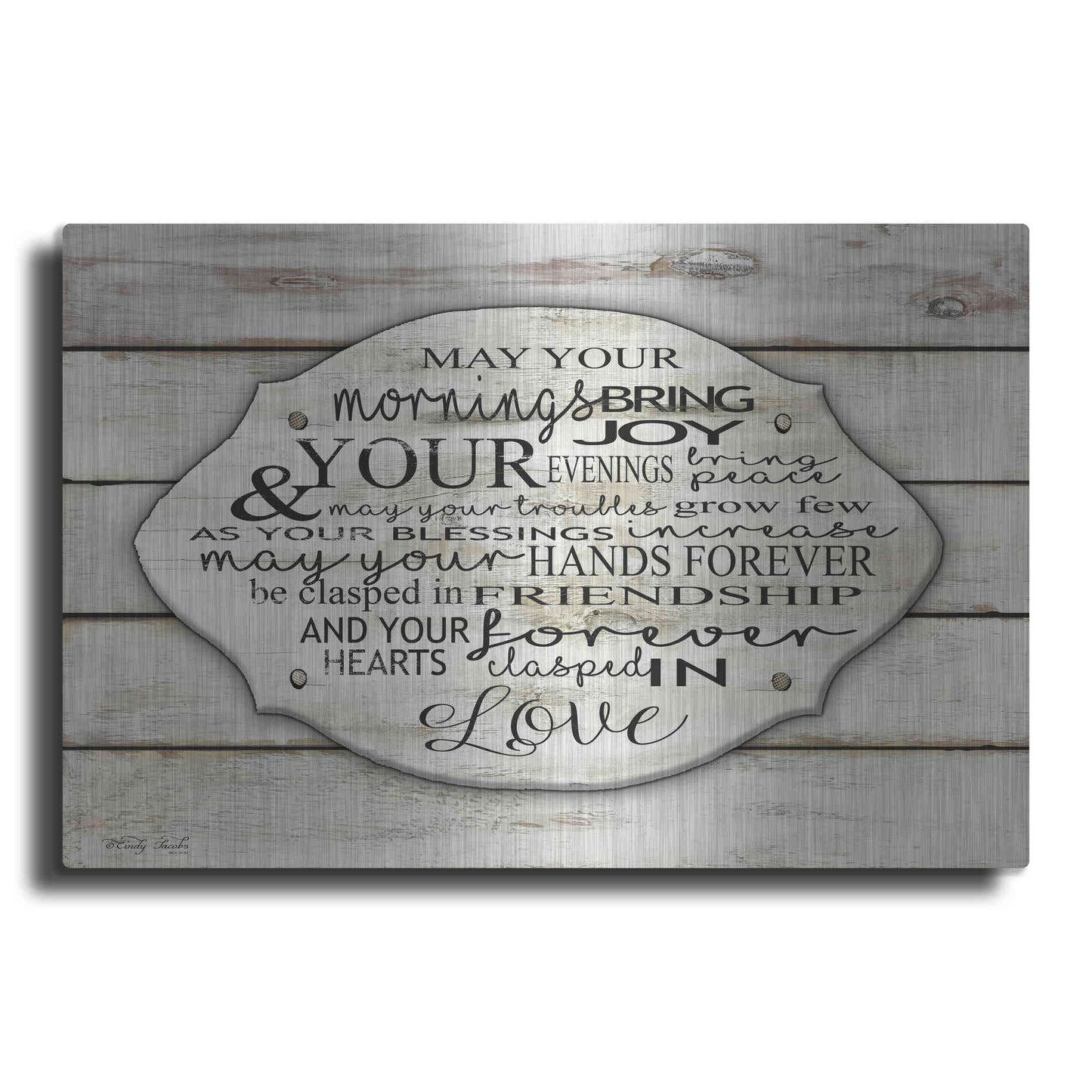 Luxe Metal Art 'May Your Morning Bring Joy' by Cindy Jacobs, Metal Wall Art