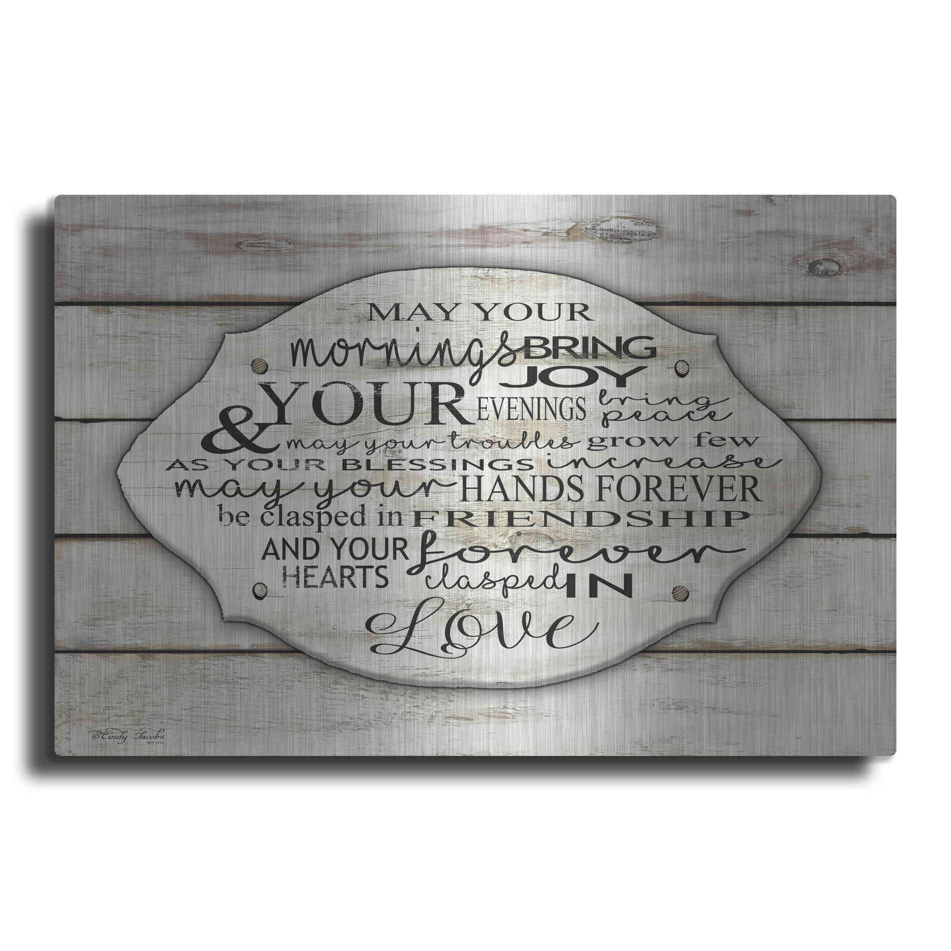 Luxe Metal Art 'May Your Morning Bring Joy' by Cindy Jacobs, Metal Wall Art