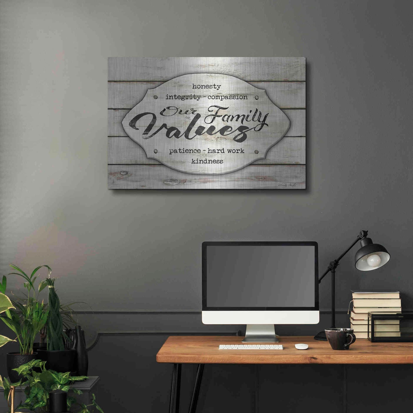 Luxe Metal Art 'Our Family Values' by Cindy Jacobs, Metal Wall Art,36x24