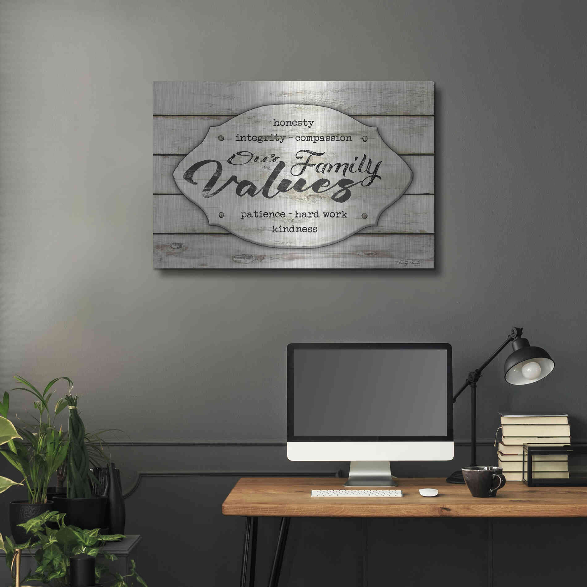 Luxe Metal Art 'Our Family Values' by Cindy Jacobs, Metal Wall Art,36x24