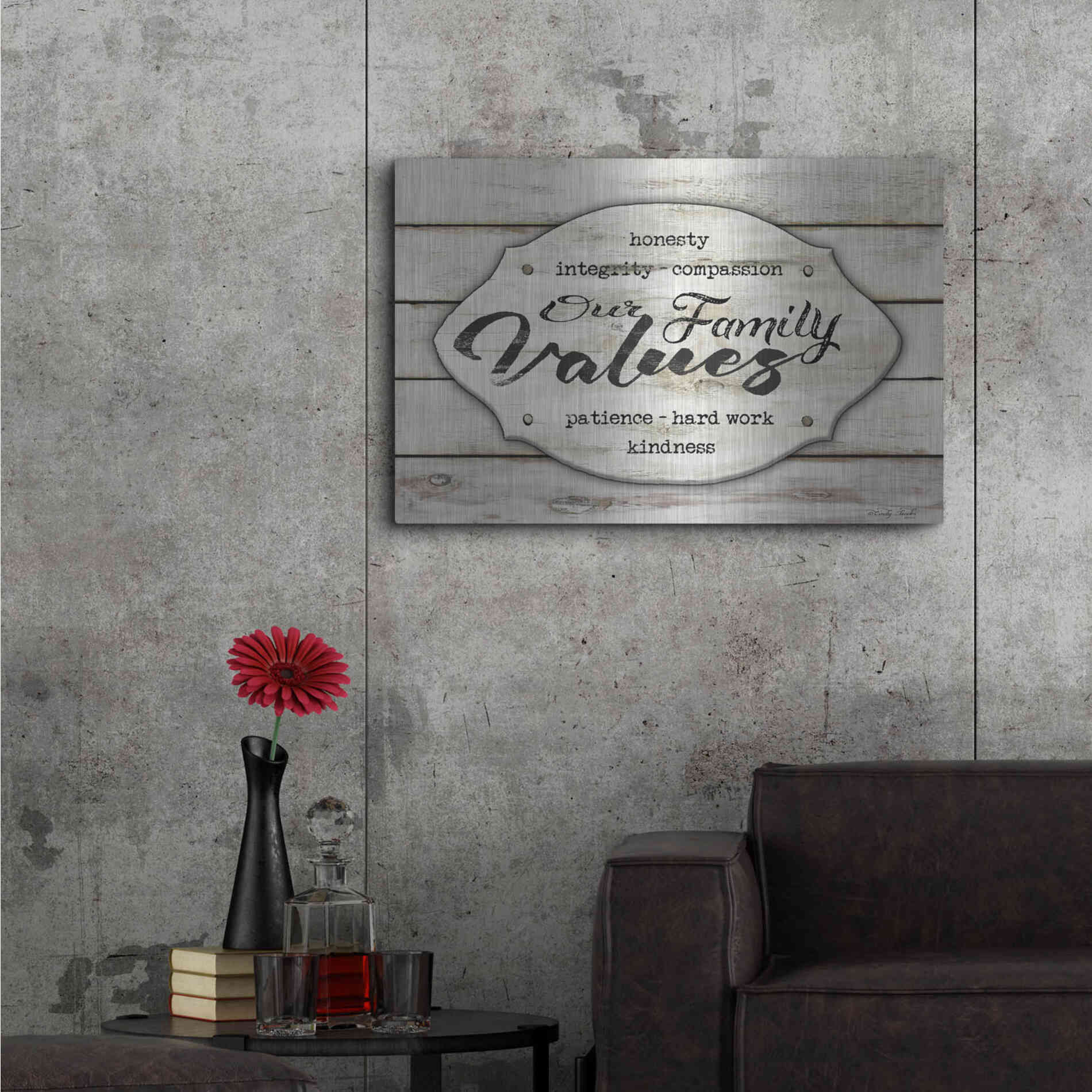 Luxe Metal Art 'Our Family Values' by Cindy Jacobs, Metal Wall Art,36x24