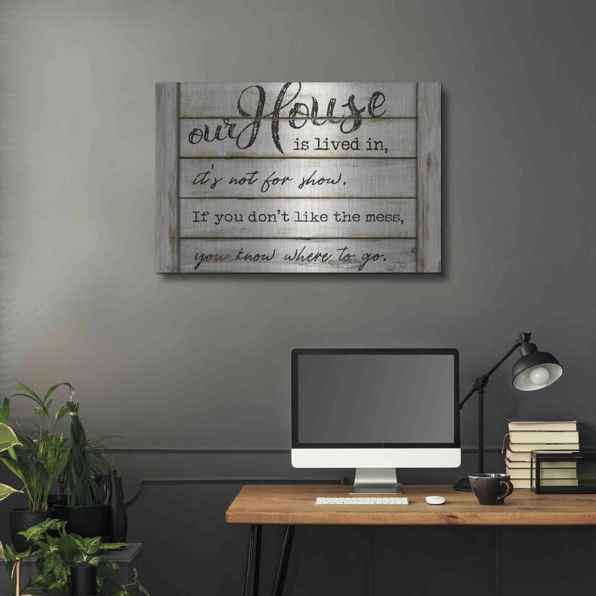 Luxe Metal Art 'Our House is Lived In' by Cindy Jacobs, Metal Wall Art,36x24