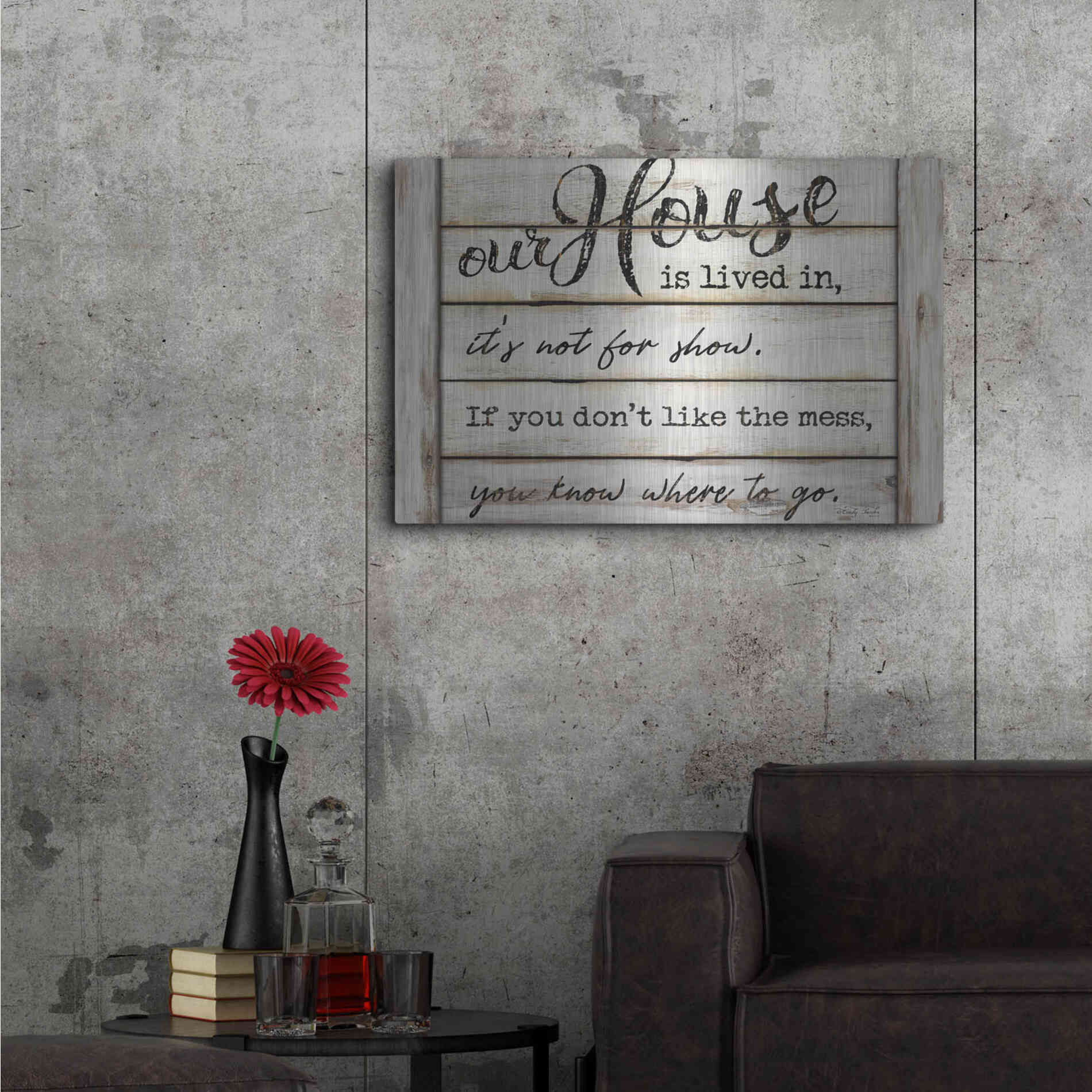 Luxe Metal Art 'Our House is Lived In' by Cindy Jacobs, Metal Wall Art,36x24