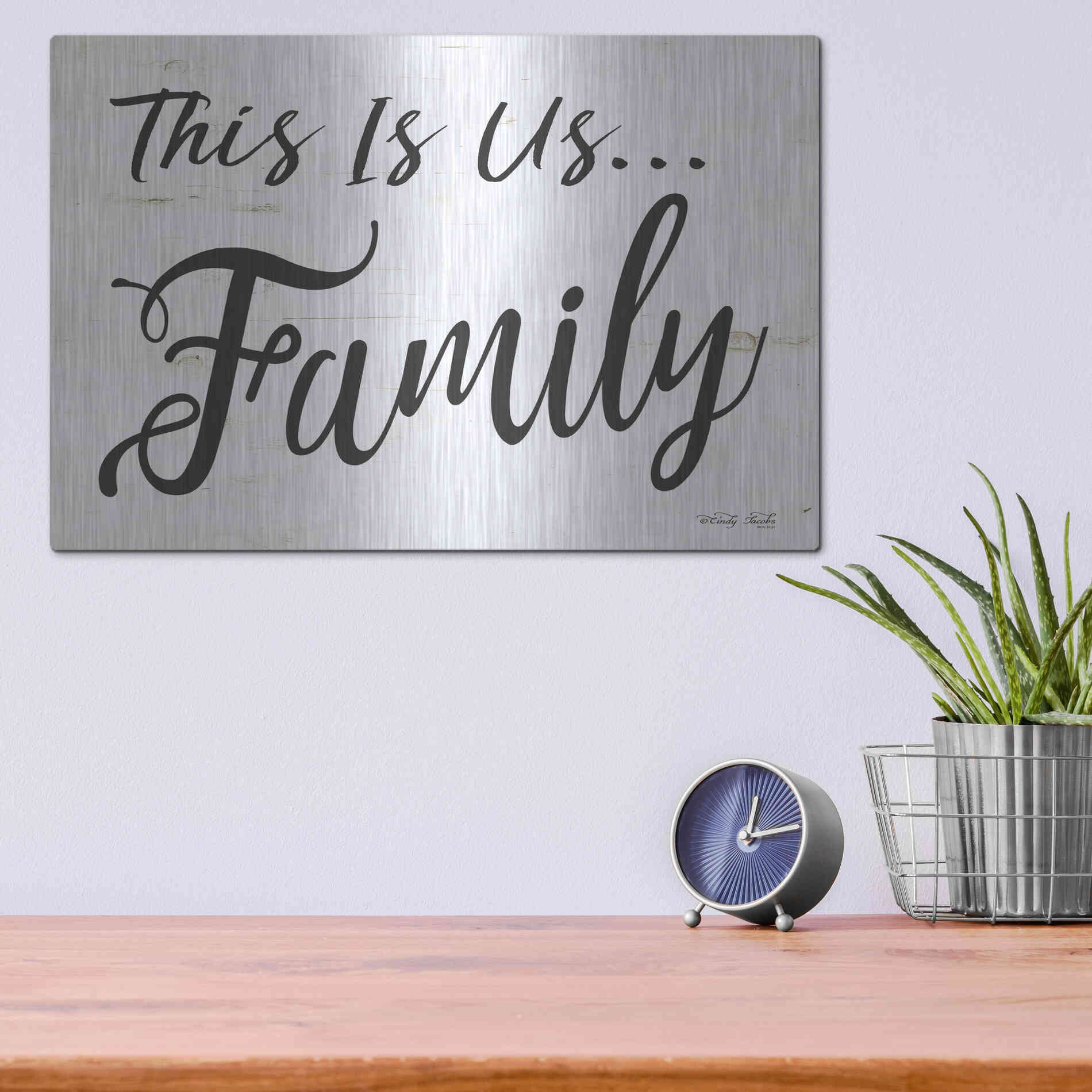 Luxe Metal Art 'This is us..Family' by Cindy Jacobs, Metal Wall Art,16x12