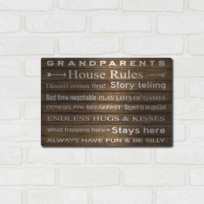 Luxe Metal Art 'Grandparents House Rules' by Cindy Jacobs, Metal Wall Art,16x12