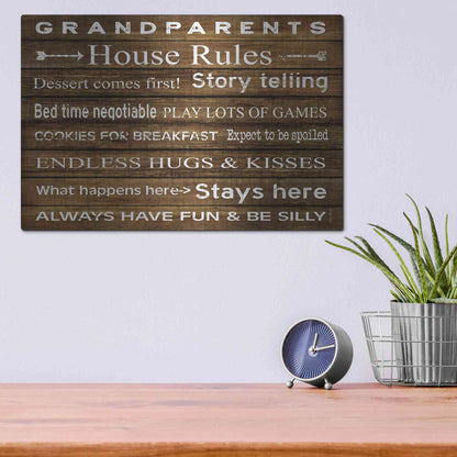 Luxe Metal Art 'Grandparents House Rules' by Cindy Jacobs, Metal Wall Art,16x12