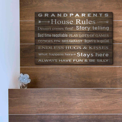 Luxe Metal Art 'Grandparents House Rules' by Cindy Jacobs, Metal Wall Art,16x12