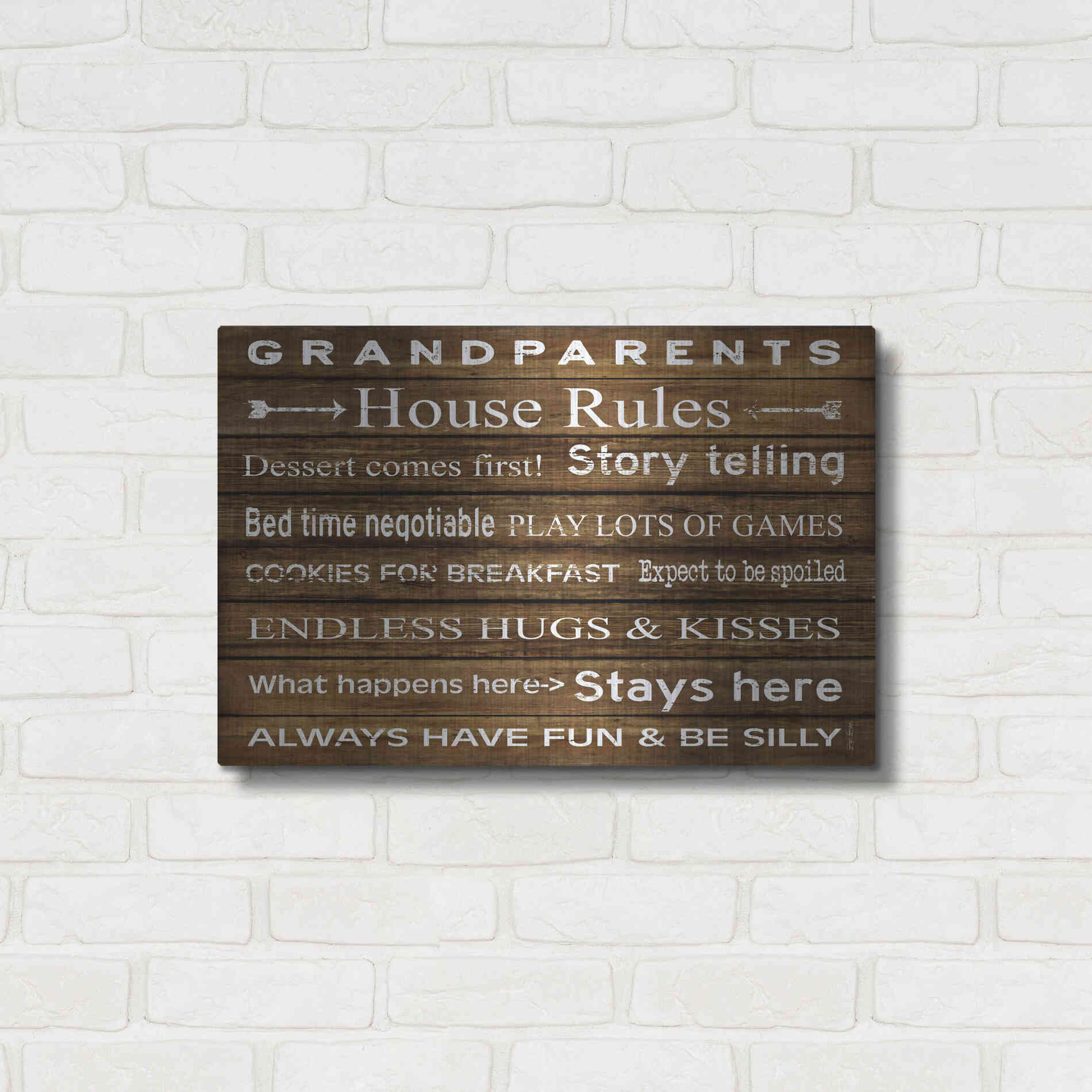 Luxe Metal Art 'Grandparents House Rules' by Cindy Jacobs, Metal Wall Art,24x16