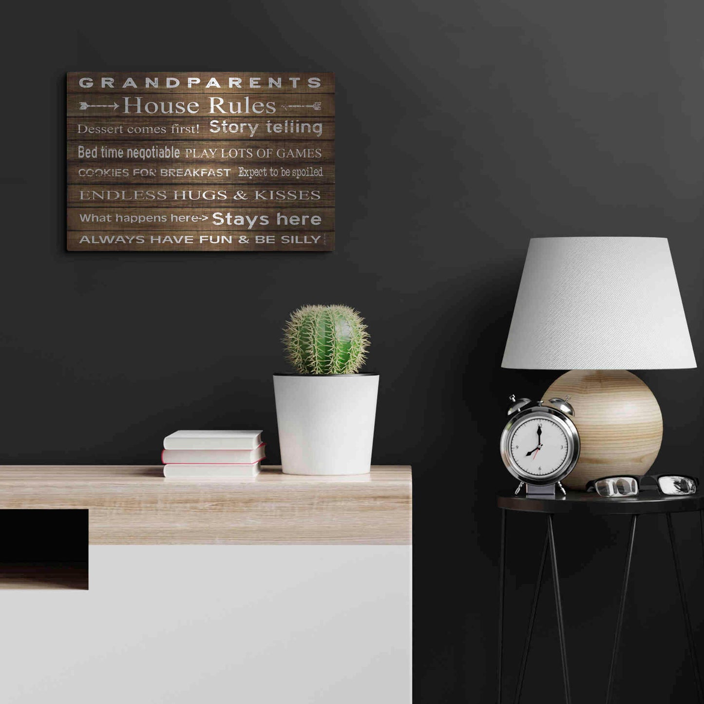 Luxe Metal Art 'Grandparents House Rules' by Cindy Jacobs, Metal Wall Art,24x16