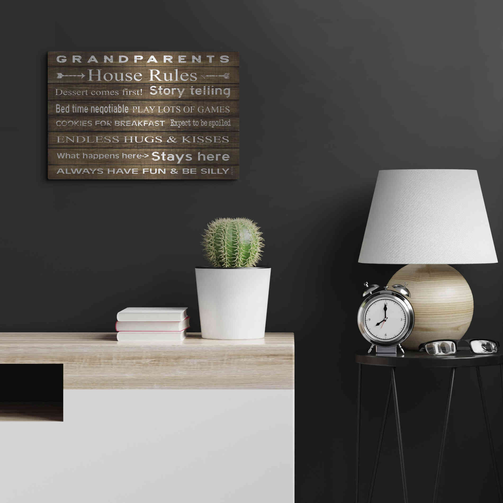 Luxe Metal Art 'Grandparents House Rules' by Cindy Jacobs, Metal Wall Art,24x16