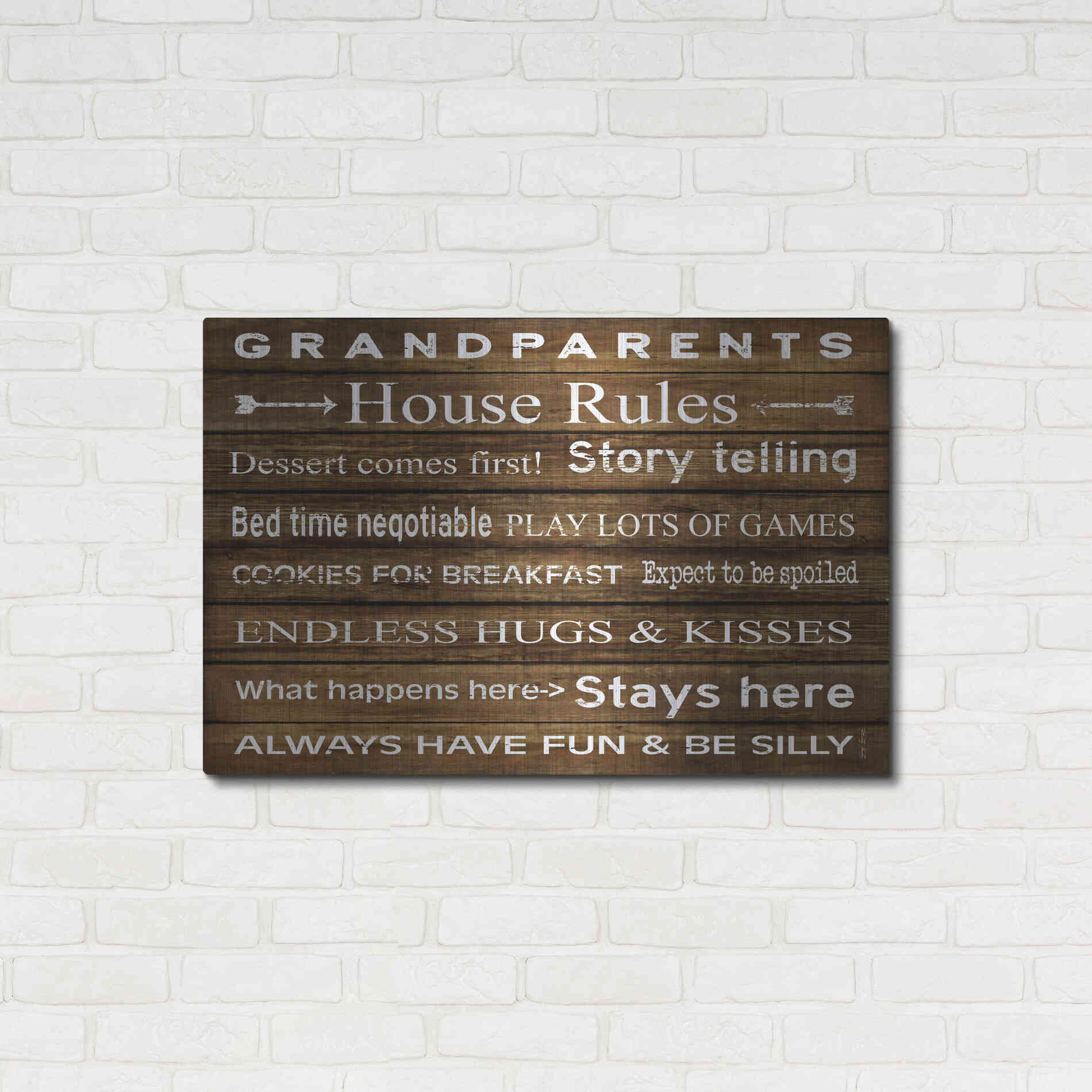 Luxe Metal Art 'Grandparents House Rules' by Cindy Jacobs, Metal Wall Art,36x24