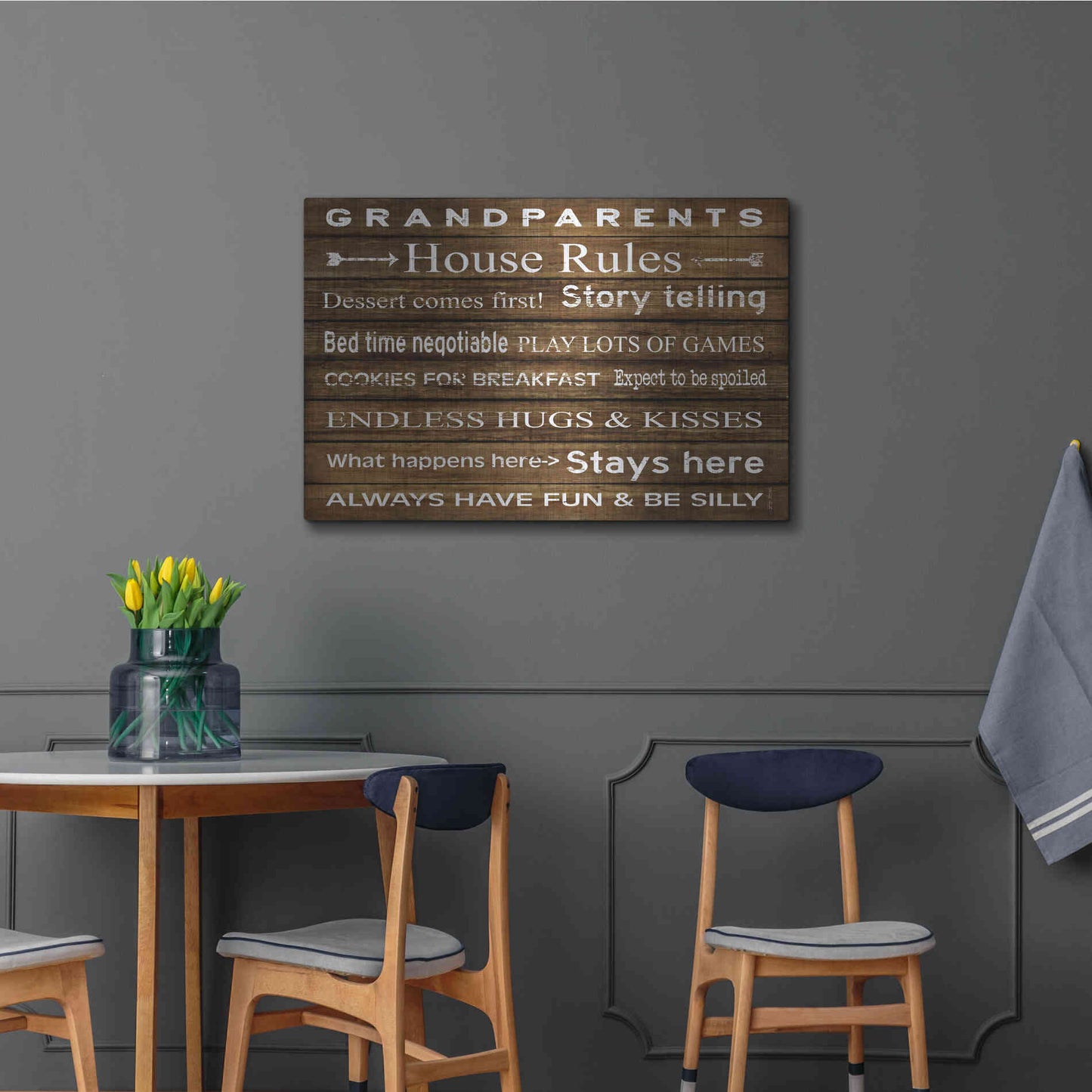 Luxe Metal Art 'Grandparents House Rules' by Cindy Jacobs, Metal Wall Art,36x24