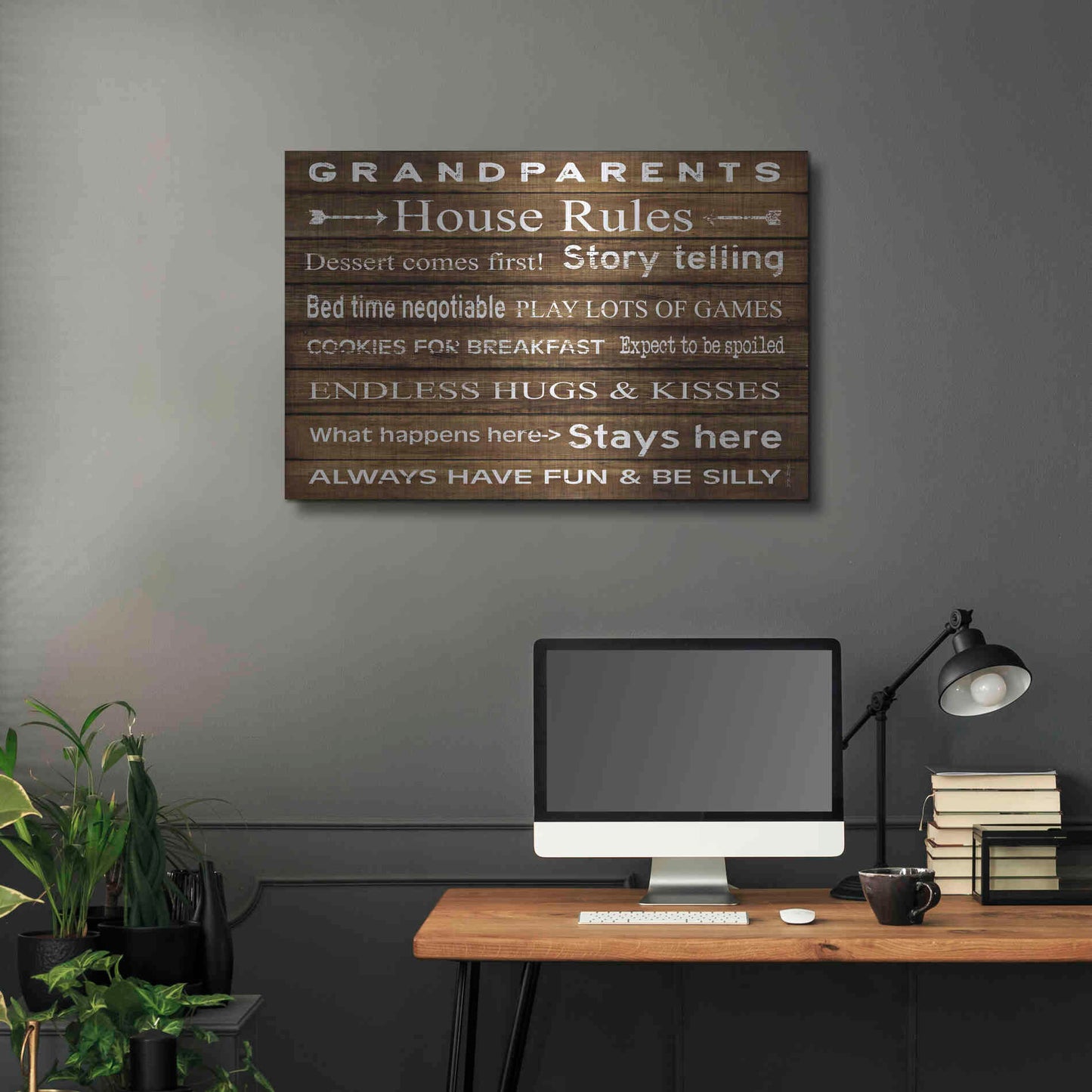 Luxe Metal Art 'Grandparents House Rules' by Cindy Jacobs, Metal Wall Art,36x24