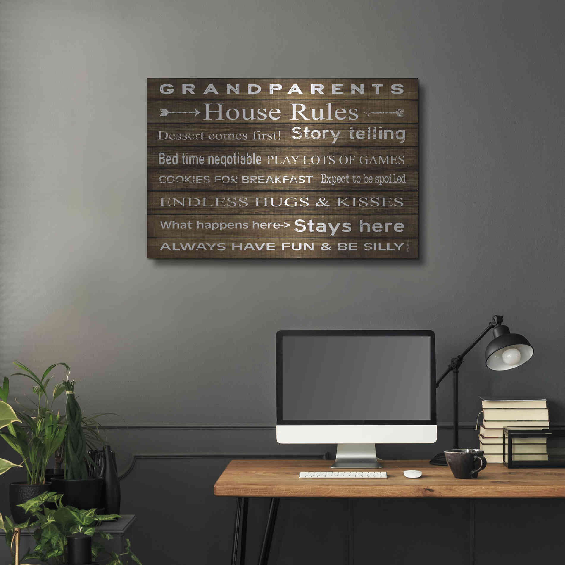 Luxe Metal Art 'Grandparents House Rules' by Cindy Jacobs, Metal Wall Art,36x24
