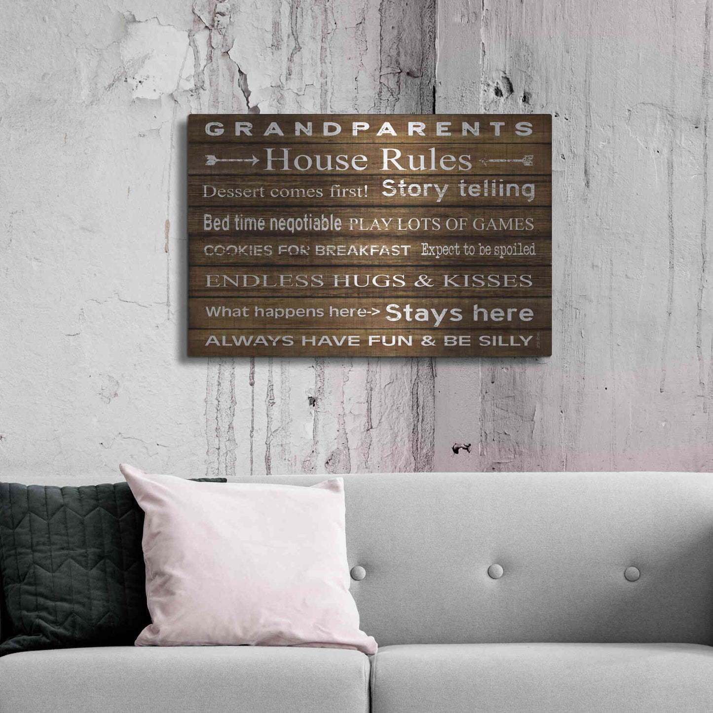 Luxe Metal Art 'Grandparents House Rules' by Cindy Jacobs, Metal Wall Art,36x24
