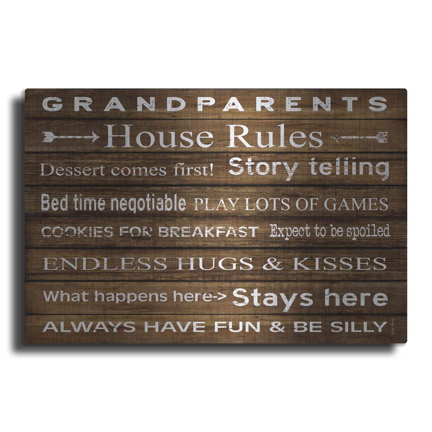 Luxe Metal Art 'Grandparents House Rules' by Cindy Jacobs, Metal Wall Art