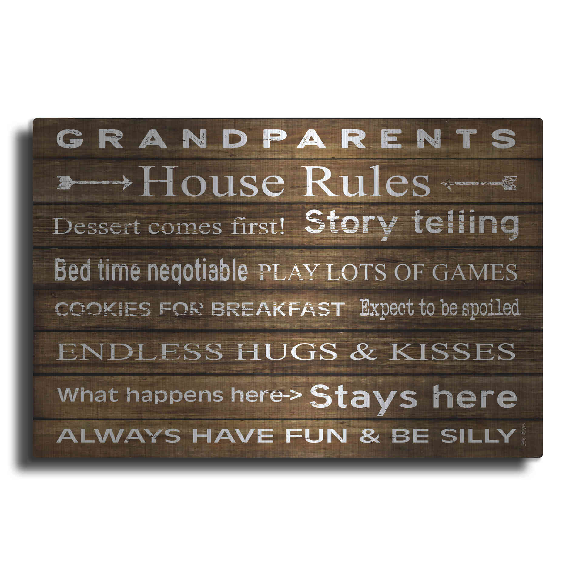 Luxe Metal Art 'Grandparents House Rules' by Cindy Jacobs, Metal Wall Art