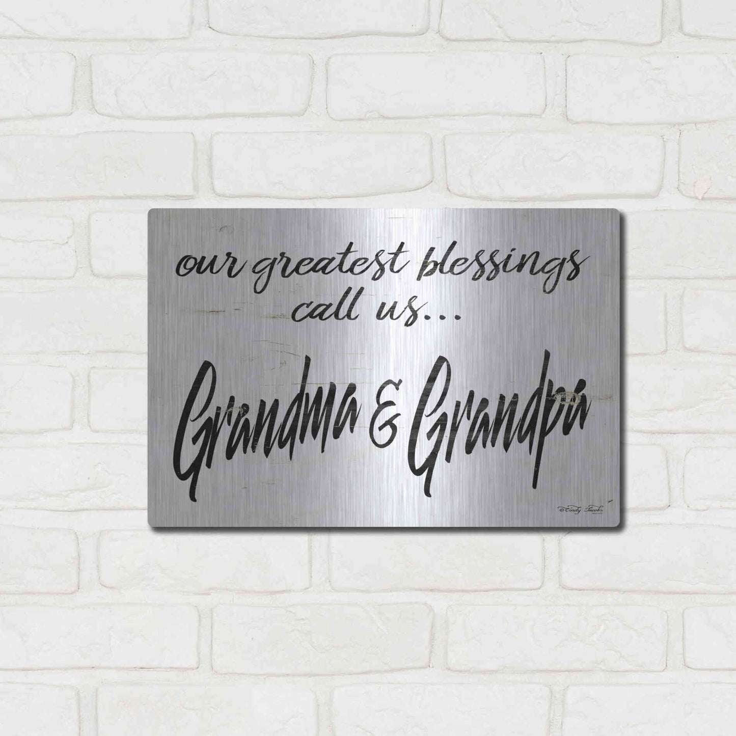 Luxe Metal Art 'Grandma & Grandpa' by Cindy Jacobs, Metal Wall Art,16x12