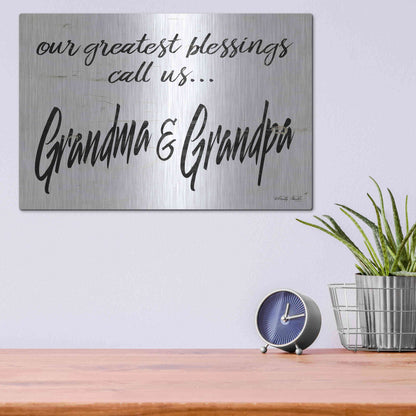 Luxe Metal Art 'Grandma & Grandpa' by Cindy Jacobs, Metal Wall Art,16x12