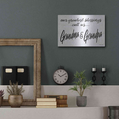 Luxe Metal Art 'Grandma & Grandpa' by Cindy Jacobs, Metal Wall Art,16x12
