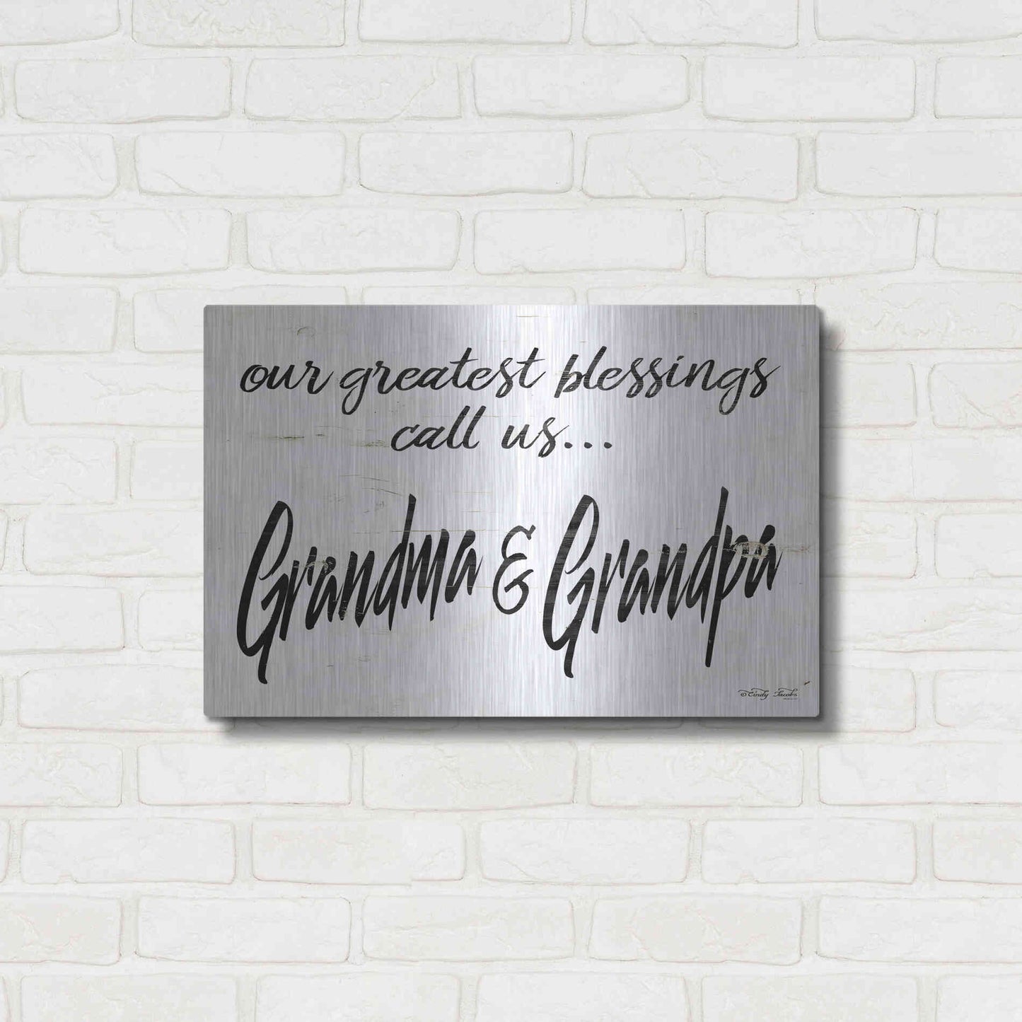 Luxe Metal Art 'Grandma & Grandpa' by Cindy Jacobs, Metal Wall Art,24x16