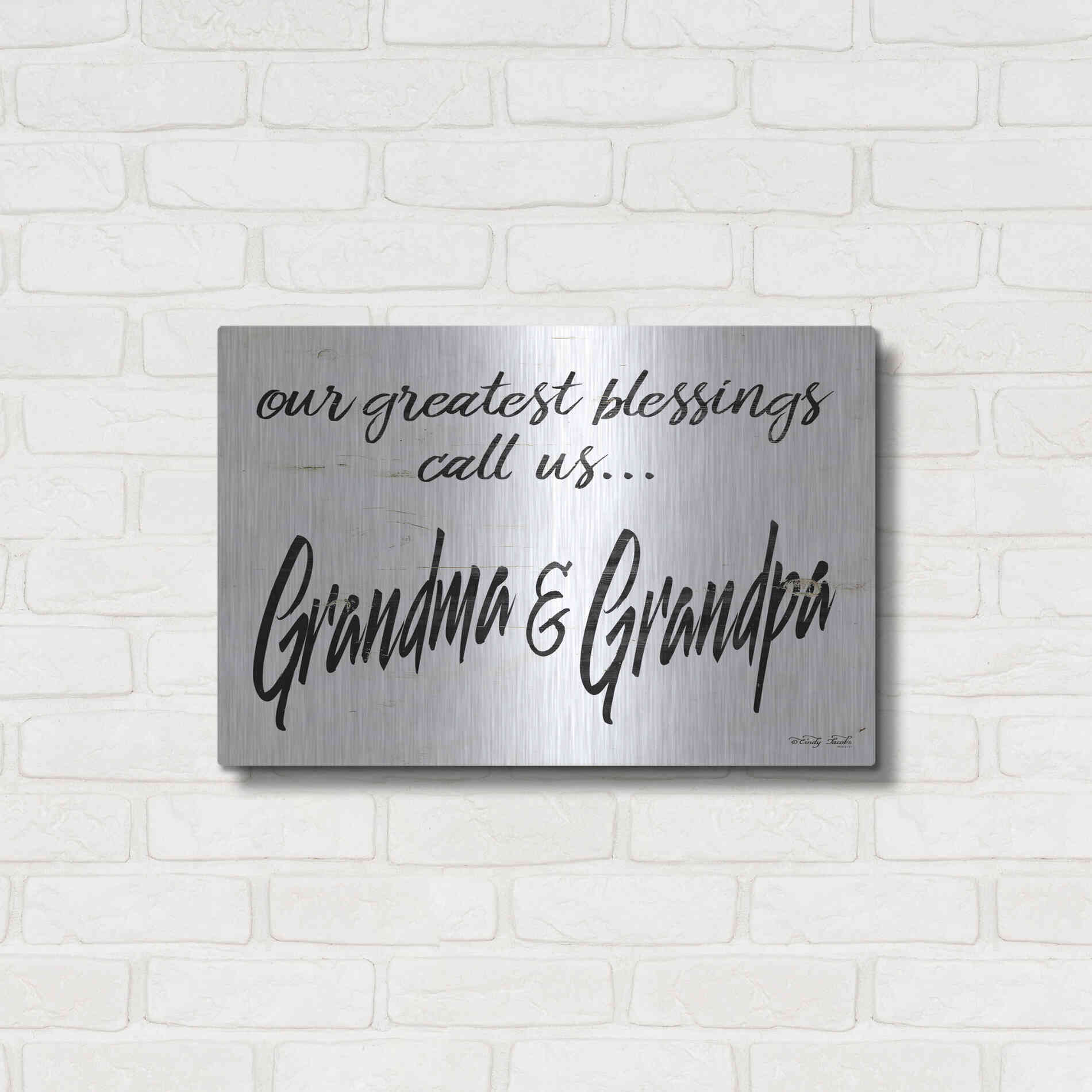 Luxe Metal Art 'Grandma & Grandpa' by Cindy Jacobs, Metal Wall Art,24x16