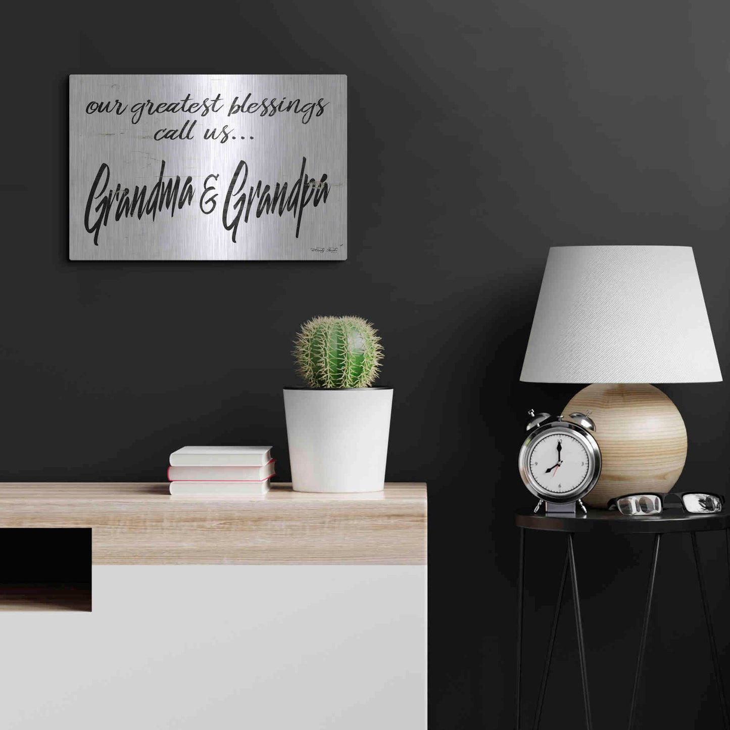 Luxe Metal Art 'Grandma & Grandpa' by Cindy Jacobs, Metal Wall Art,24x16