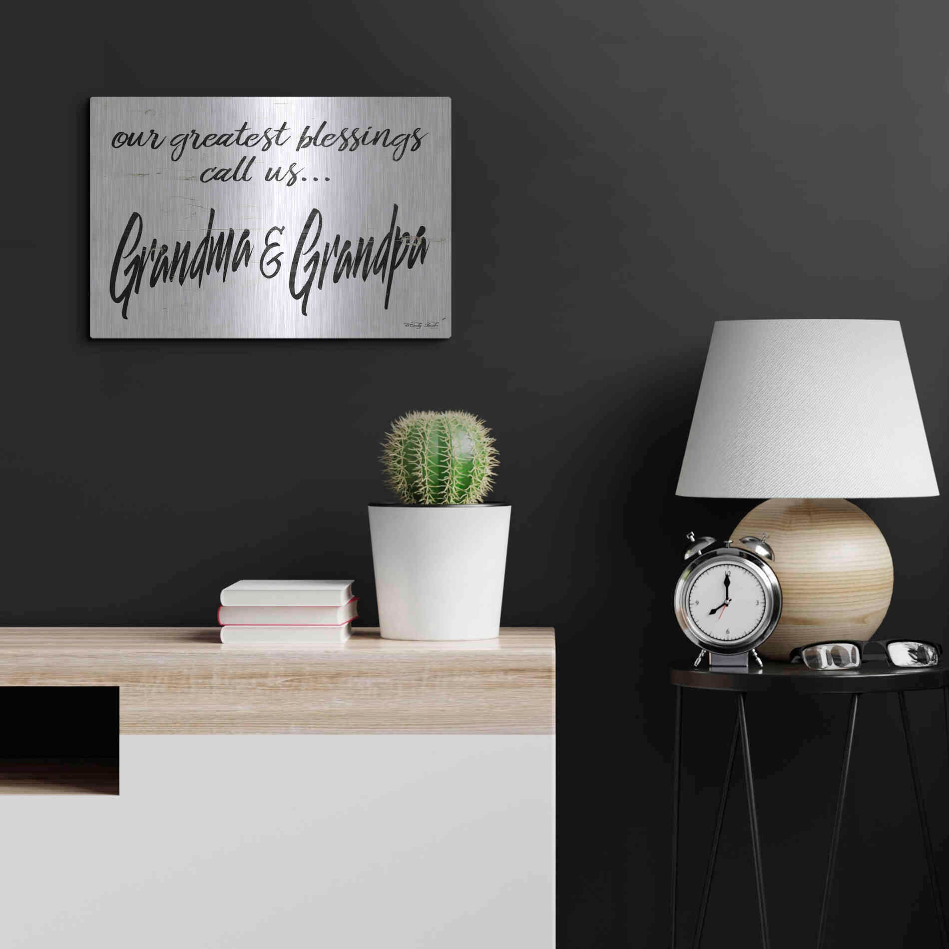 Luxe Metal Art 'Grandma & Grandpa' by Cindy Jacobs, Metal Wall Art,24x16
