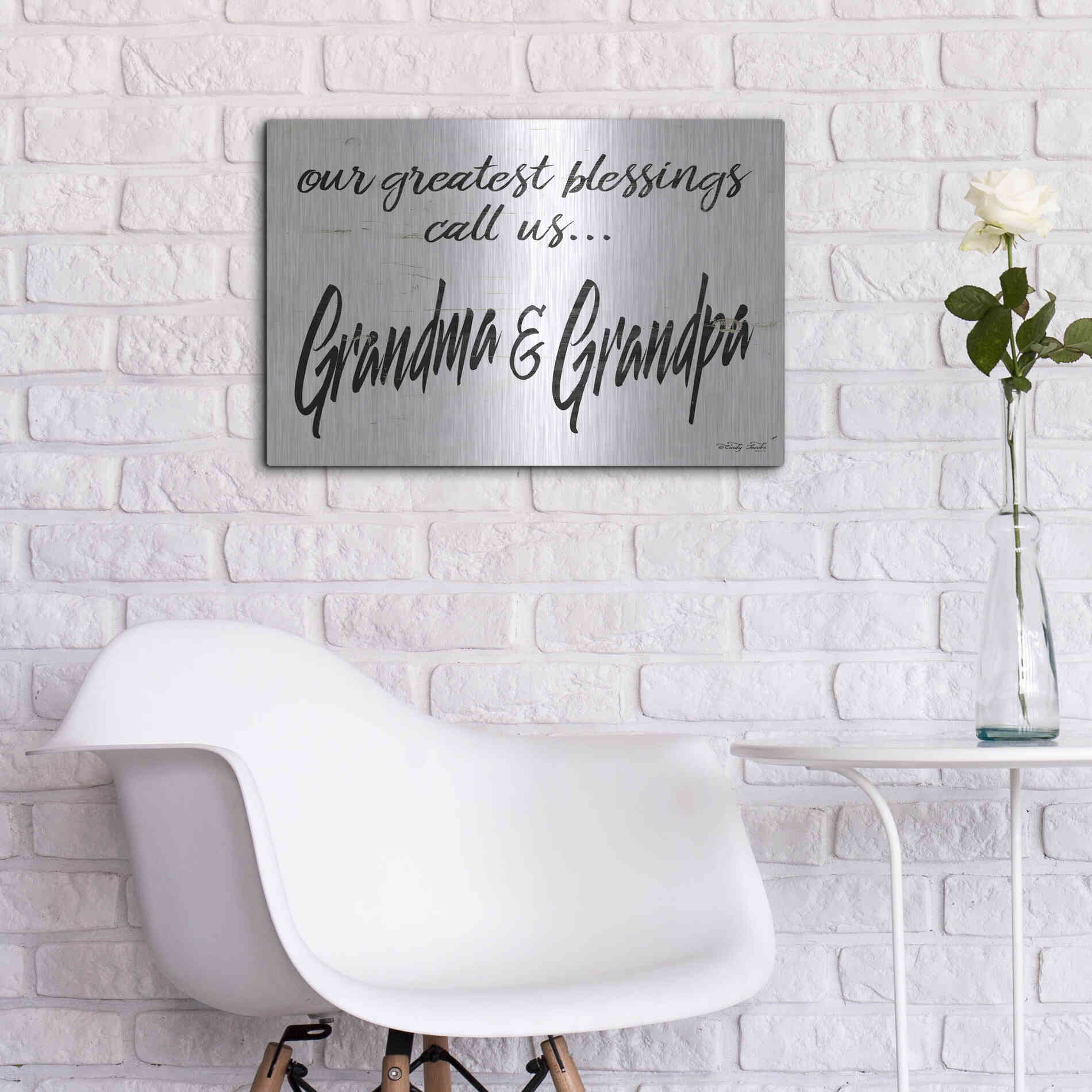 Luxe Metal Art 'Grandma & Grandpa' by Cindy Jacobs, Metal Wall Art,24x16