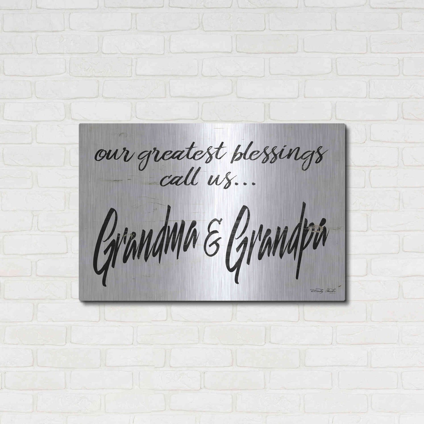 Luxe Metal Art 'Grandma & Grandpa' by Cindy Jacobs, Metal Wall Art,36x24