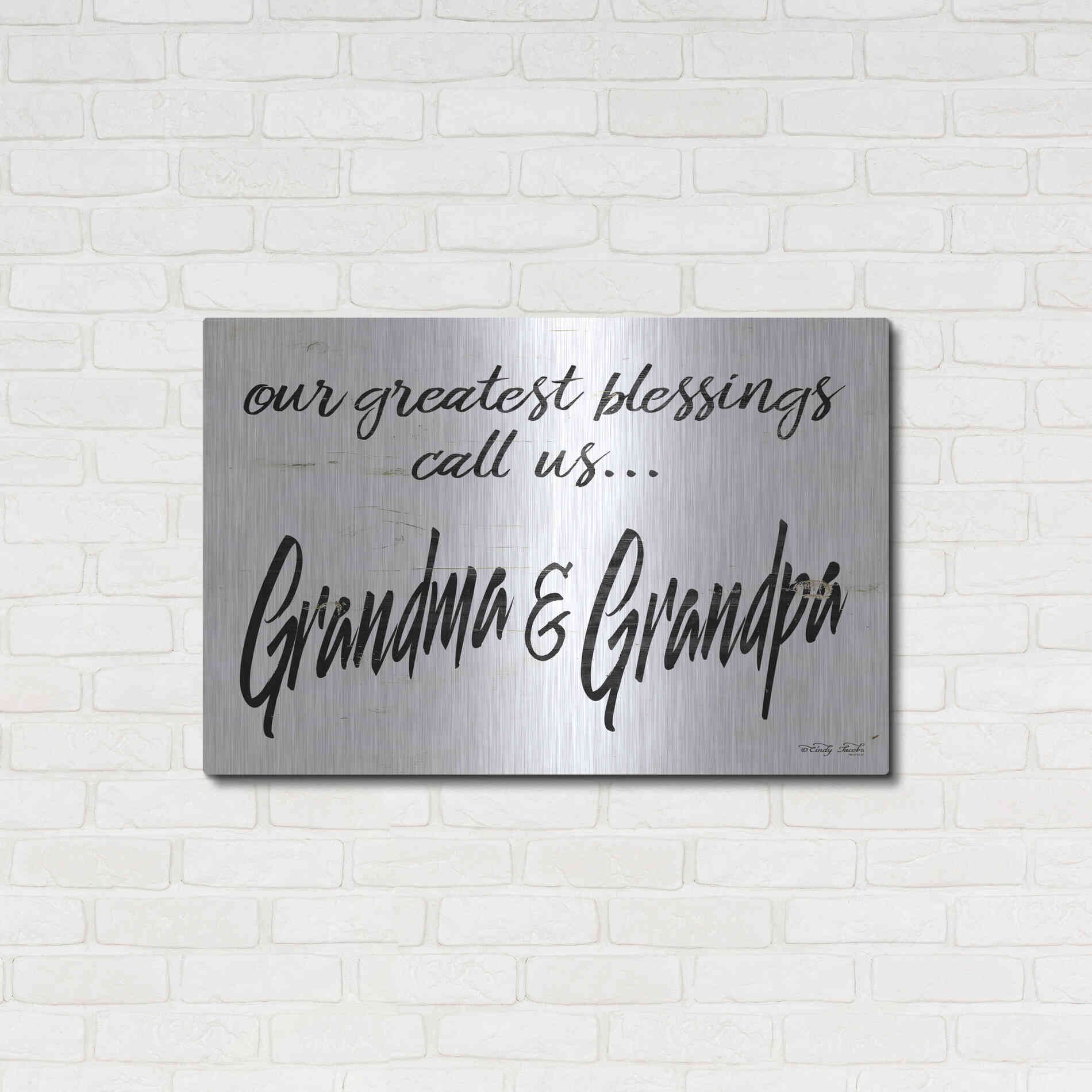 Luxe Metal Art 'Grandma & Grandpa' by Cindy Jacobs, Metal Wall Art,36x24