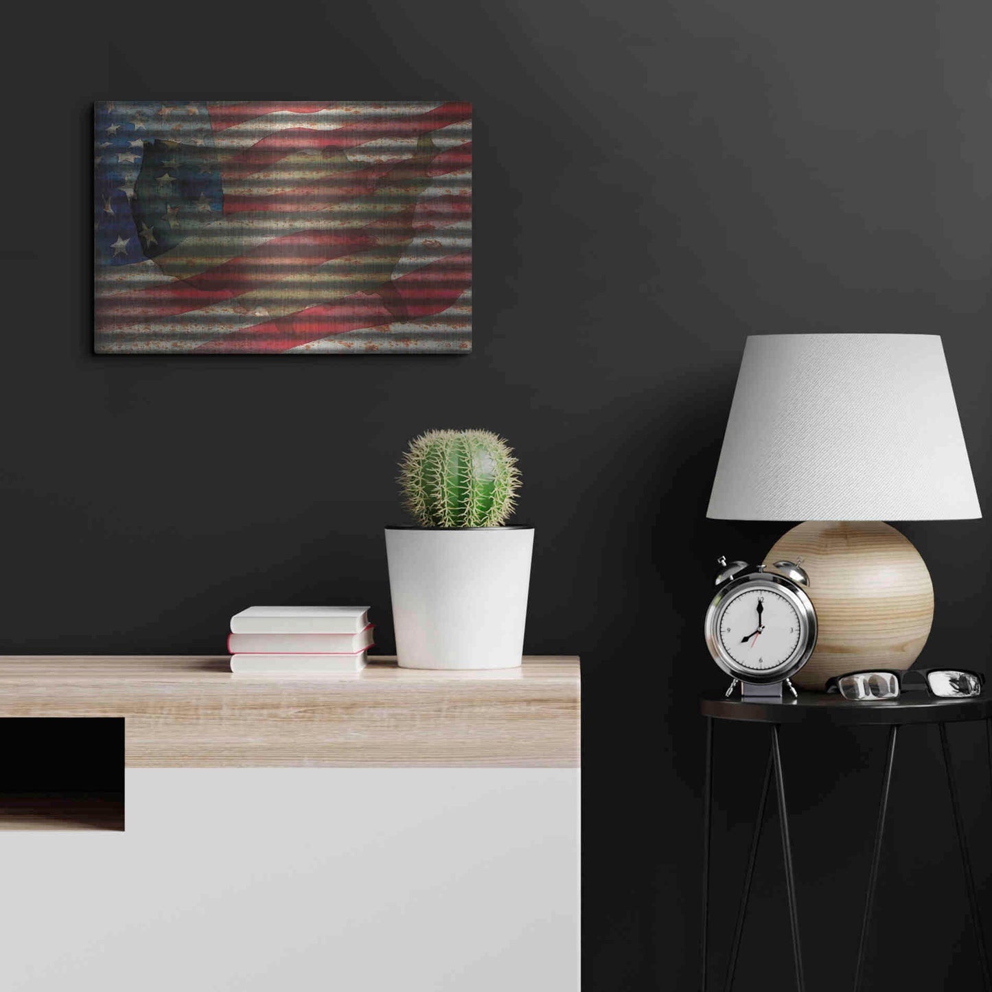 Luxe Metal Art 'American Flag on Metal' by Cindy Jacobs, Metal Wall Art,24x16