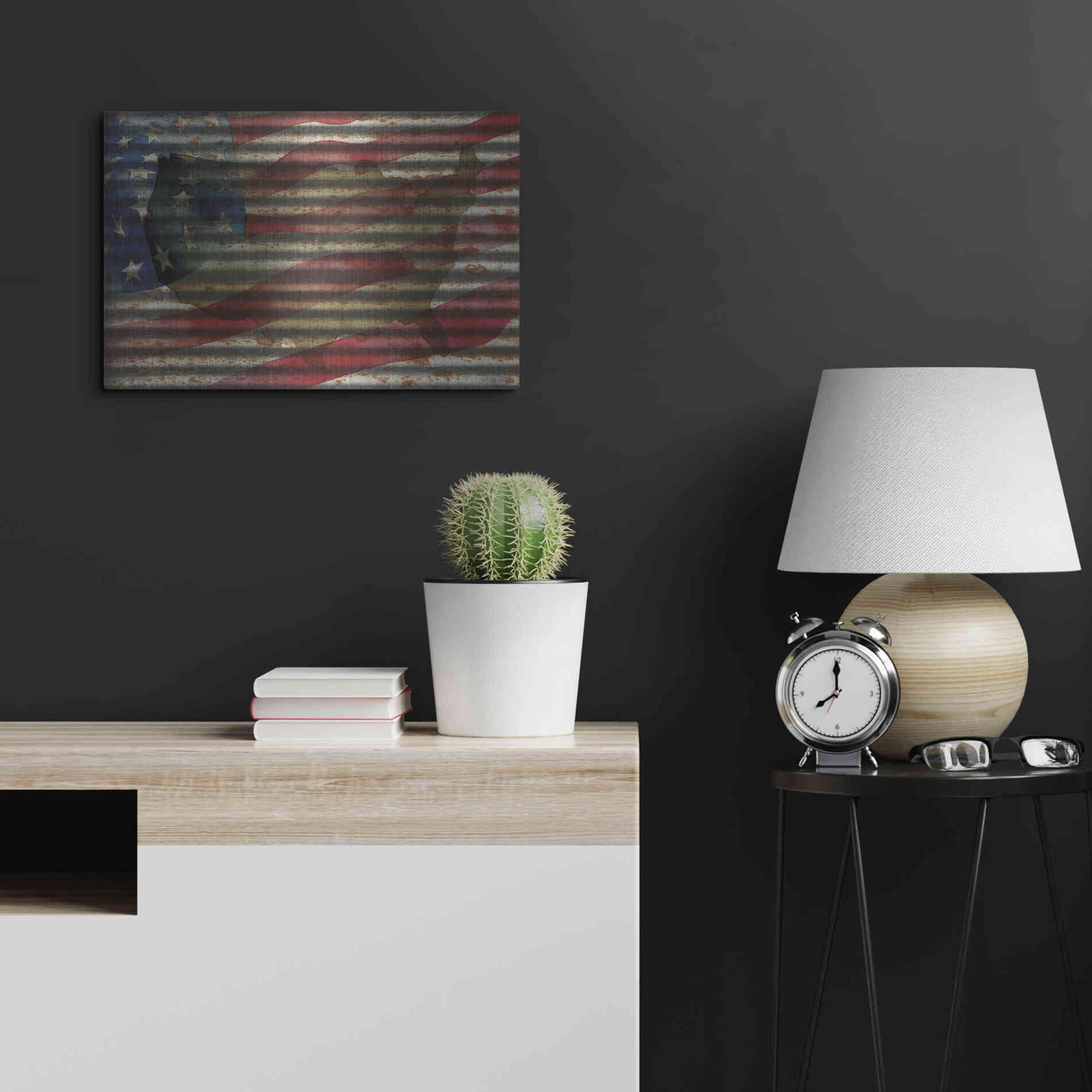 Luxe Metal Art 'American Flag on Metal' by Cindy Jacobs, Metal Wall Art,24x16