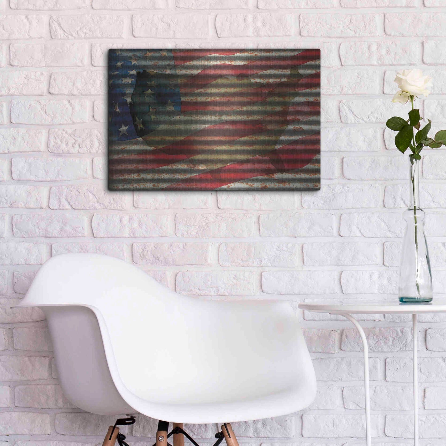 Luxe Metal Art 'American Flag on Metal' by Cindy Jacobs, Metal Wall Art,24x16