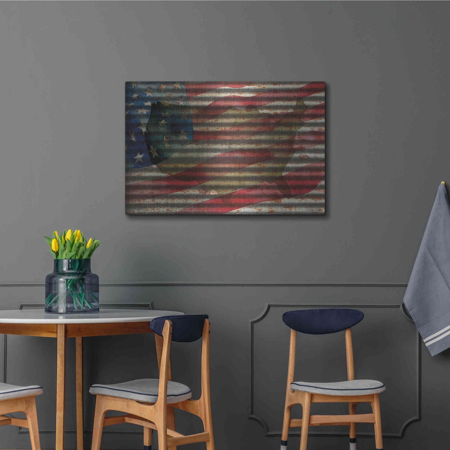 Luxe Metal Art 'American Flag on Metal' by Cindy Jacobs, Metal Wall Art,36x24