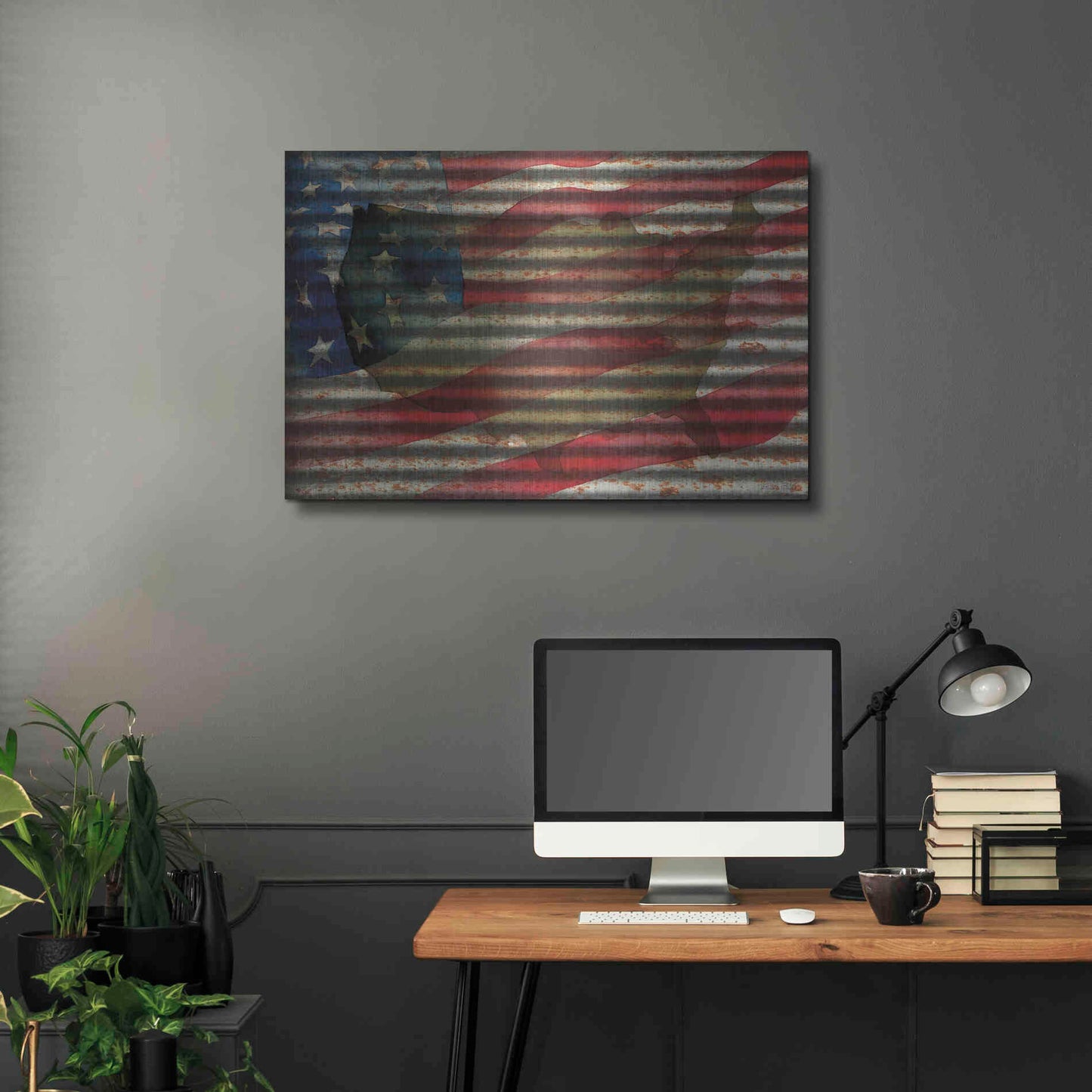 Luxe Metal Art 'American Flag on Metal' by Cindy Jacobs, Metal Wall Art,36x24