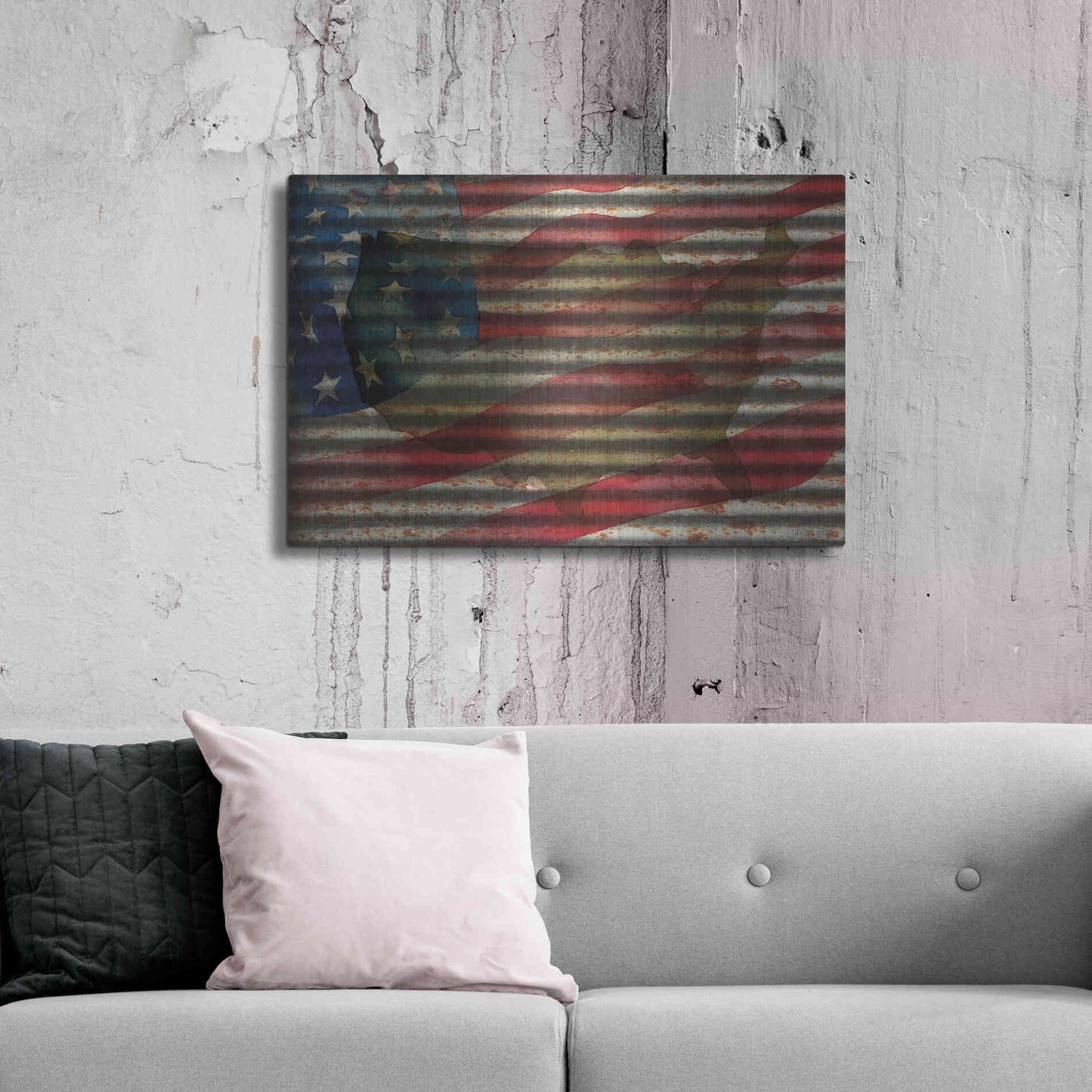 Luxe Metal Art 'American Flag on Metal' by Cindy Jacobs, Metal Wall Art,36x24