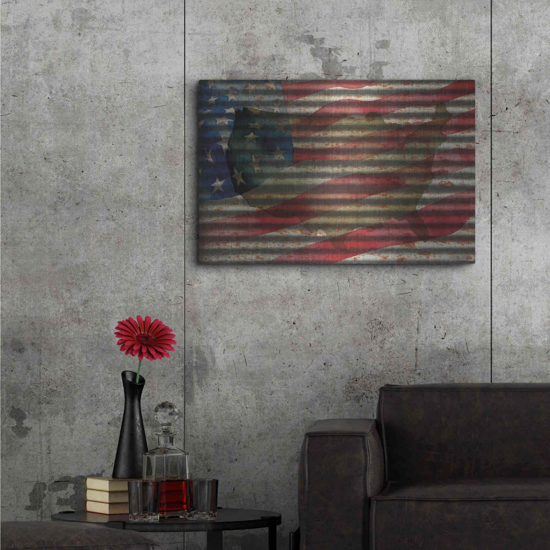 Luxe Metal Art 'American Flag on Metal' by Cindy Jacobs, Metal Wall Art,36x24