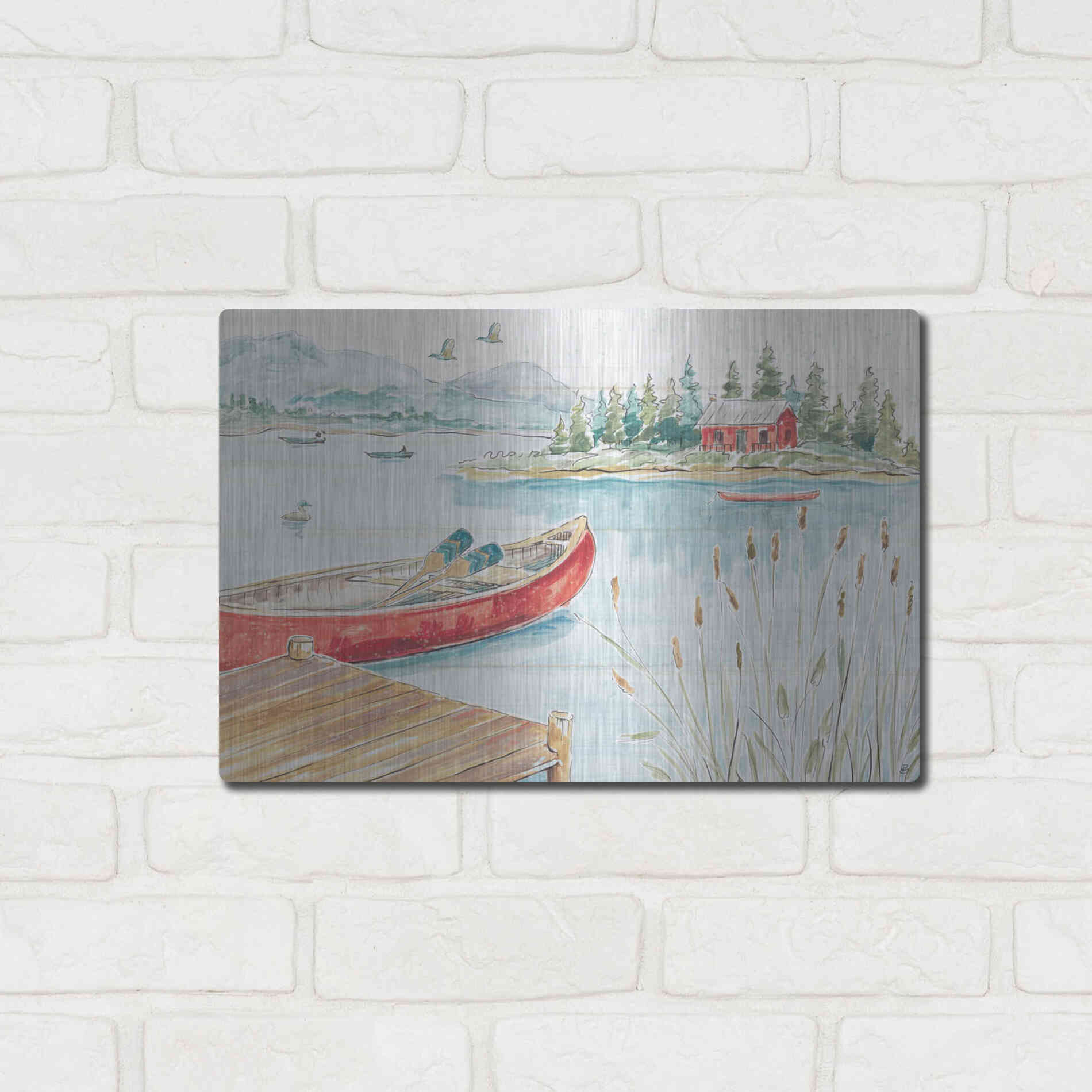 Luxe Metal Art 'Lake Moments I' by Daphne Brissonet, Metal Wall Art,16x12