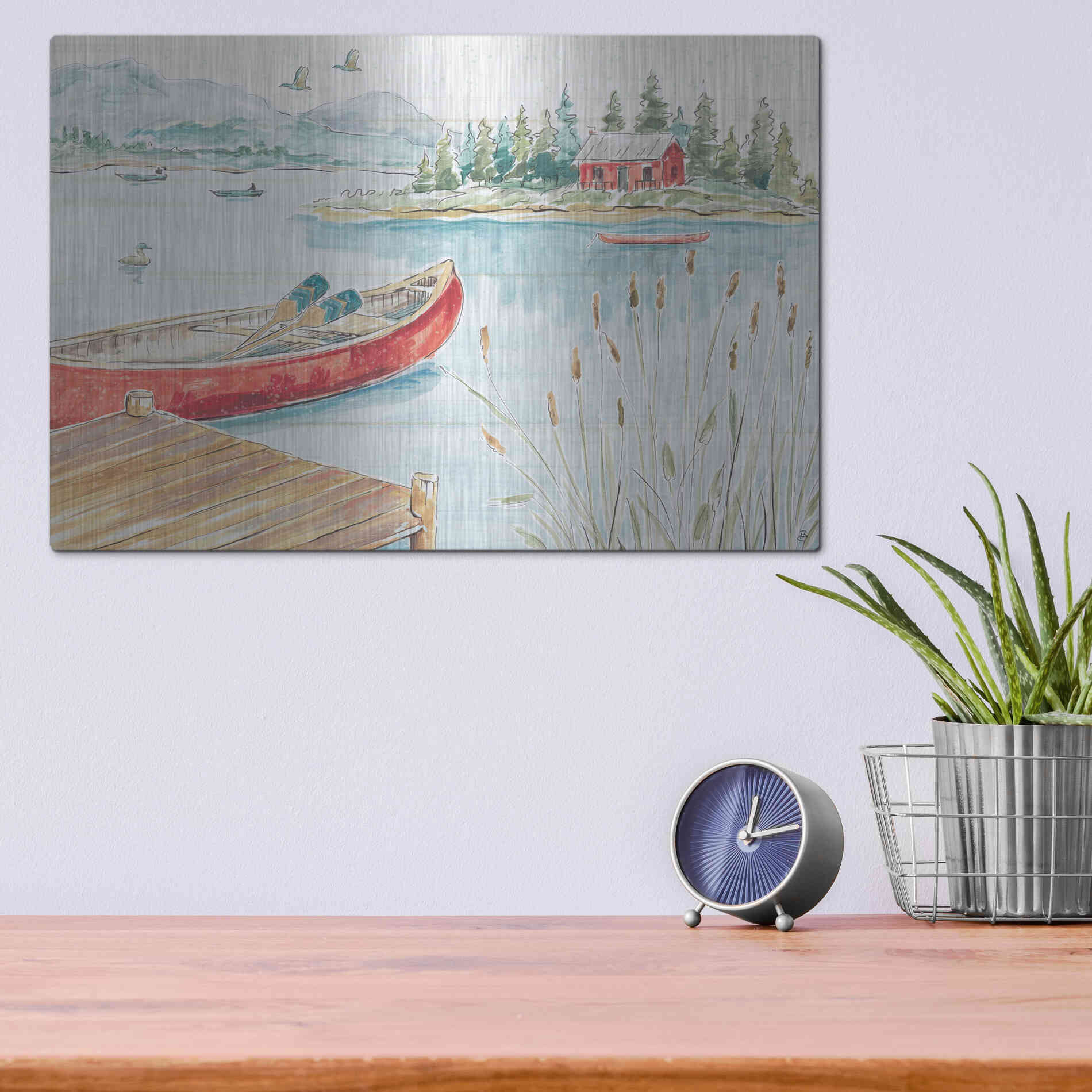 Luxe Metal Art 'Lake Moments I' by Daphne Brissonet, Metal Wall Art,16x12